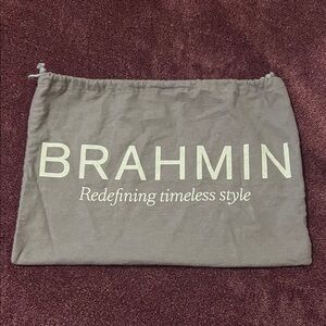 Brahmin Fabric Dust Bag Grey with White Logo